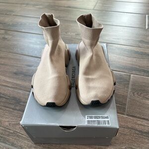 Women’s Balenciaga tan Speed LT graffiti